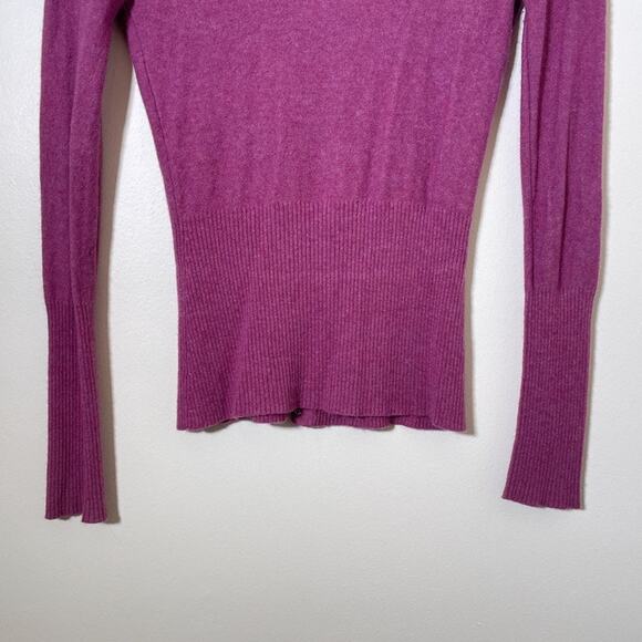 Vintage Y2K Plenty Wool Blend Magenta Deep V Cardigan / Sz L / Fitted Sequined - Picture 6 of 10